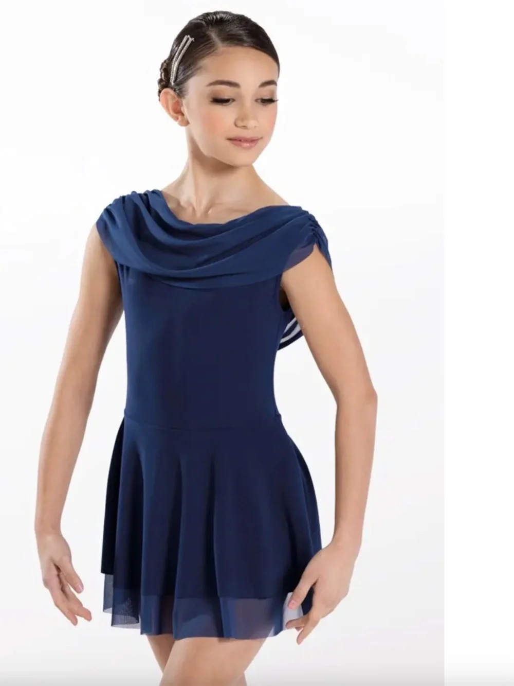 Weissman Coppelia Navy Blue Cap Sleeve Lyrical Dance Dress MC 13354